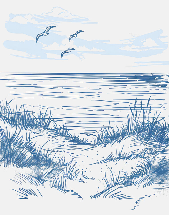 Levně Plakát, Obraz - Seascape Sketch Jolly and Dash, 30 × 40 cm