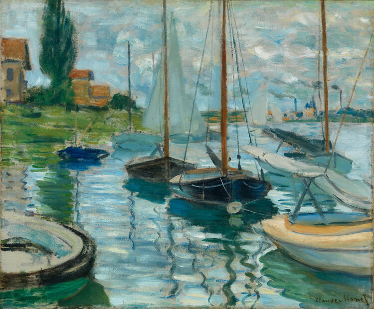 Levně Plakát, Obraz - Boats Moored at Le Petit-Gennevilliers (1874), Claude Monet, 40 × 33 cm
