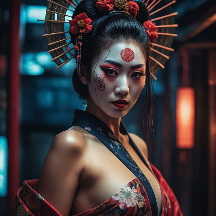 Schilderij op canvas Portrait of a Geisha woman