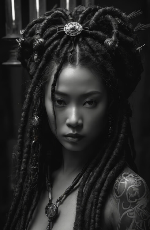 Αφίσα Portrait of a geisha with dreadlocks
