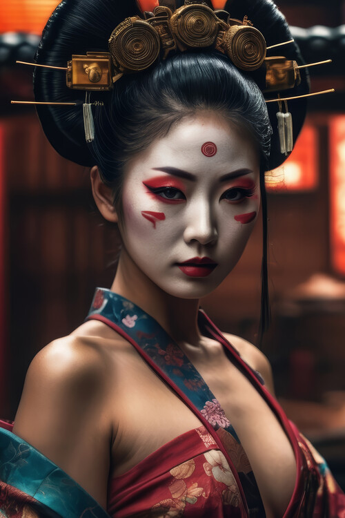 Poster Portrait of traditional Geisha woman