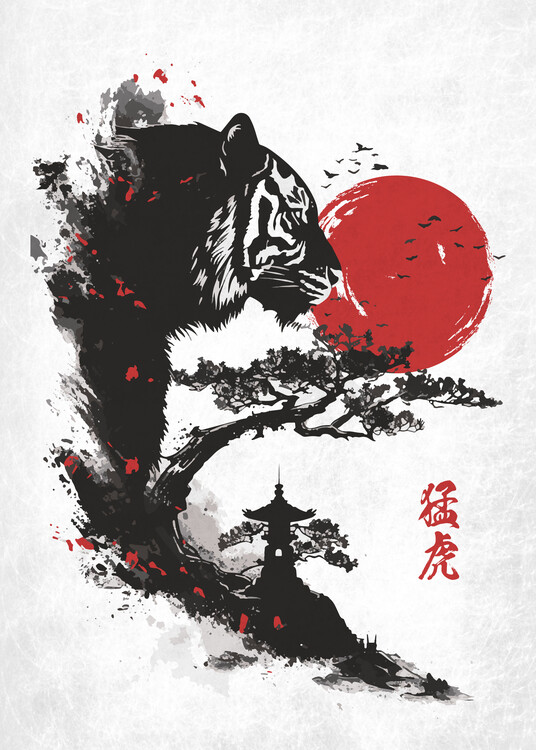 Canvas Print Red Moon Tiger
