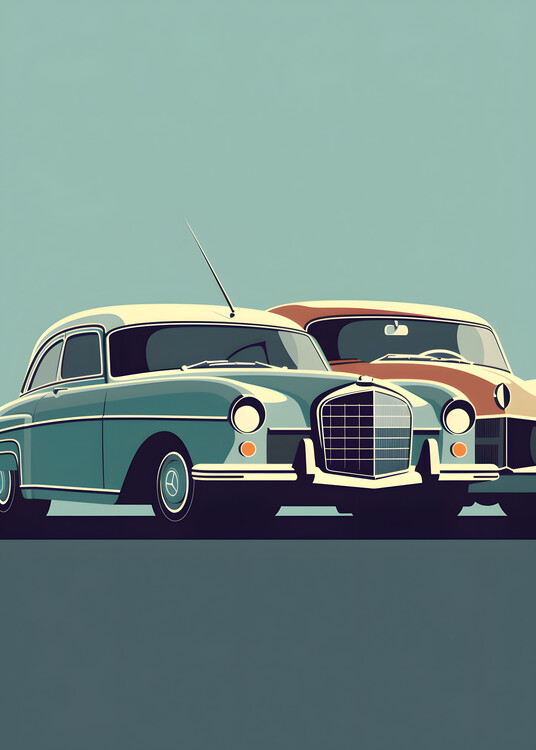 Poster Retro Car Vintage, illustration style