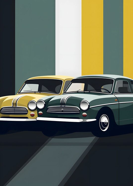 Poster Retro Car Vintage, illustration style
