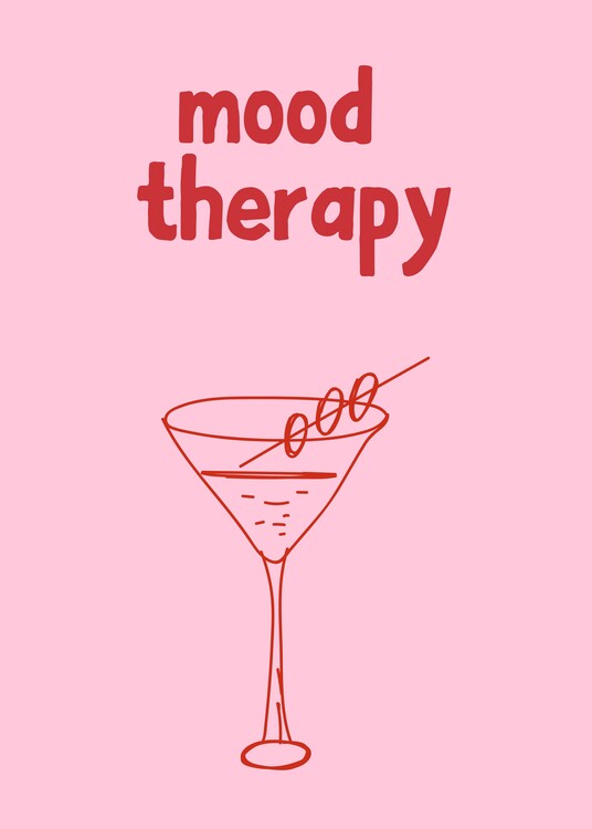Plakát Mood therapy | Minimal art | Pink | Red