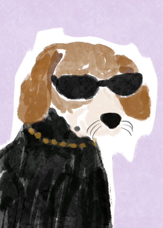 Poster Gangsta cool Fashion dog with sunglasses | Lavender