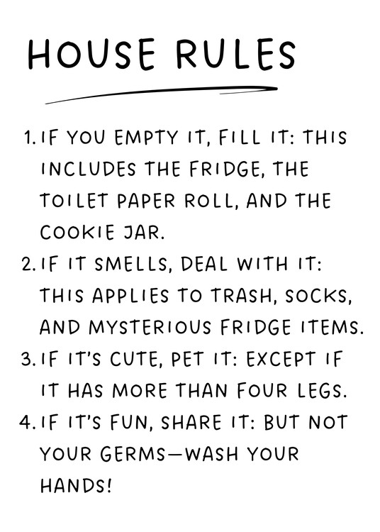 Плакат List of House rules | Funny poster