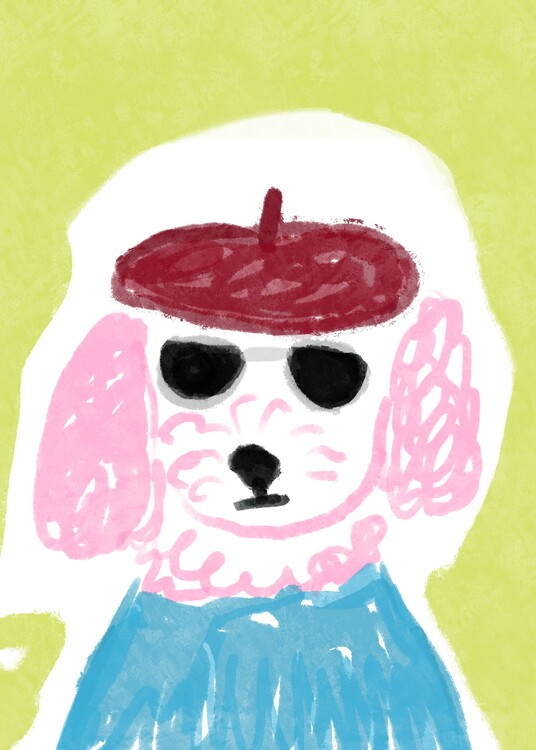 Poster Gangsta cool fashion style dog poodle illustration