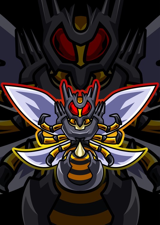 Плакат Bee Robotic Cyberpunk