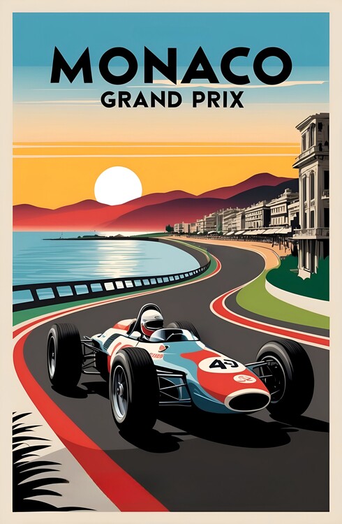 Poster Classic Monaco Grand Prix Art: Iconic Race Day Scenes