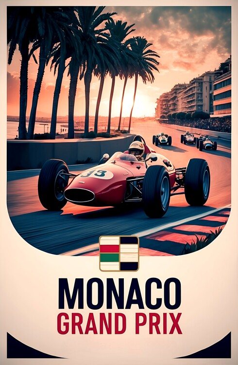 Poster Vintage Monaco Grand Prix Poster: Timeless Racing Legends