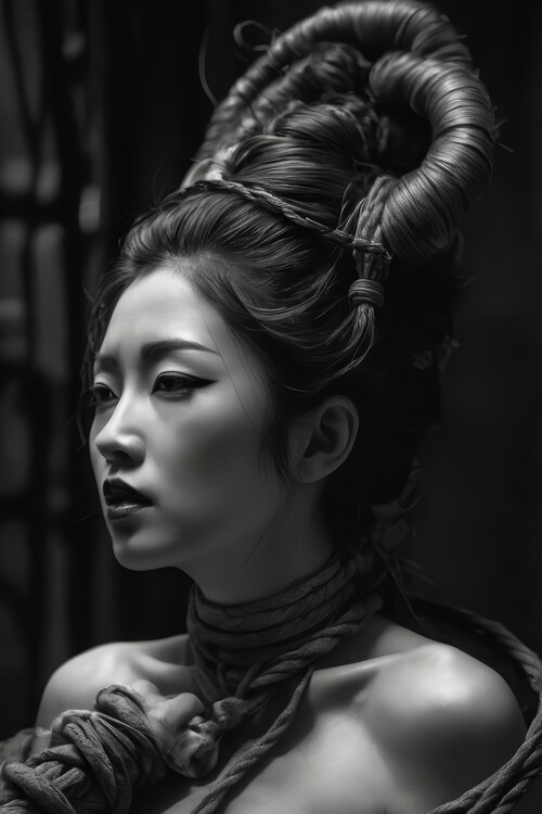 Αφίσα Black and white portrait of a geisha woman