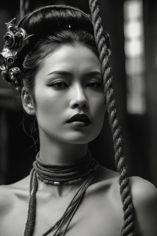 Αφίσα A geisha woman and a rope