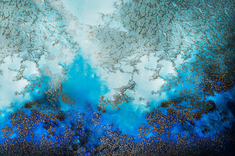Poster Blue Water Ocean Art, Glowing Colour, Bright Blue Canvas