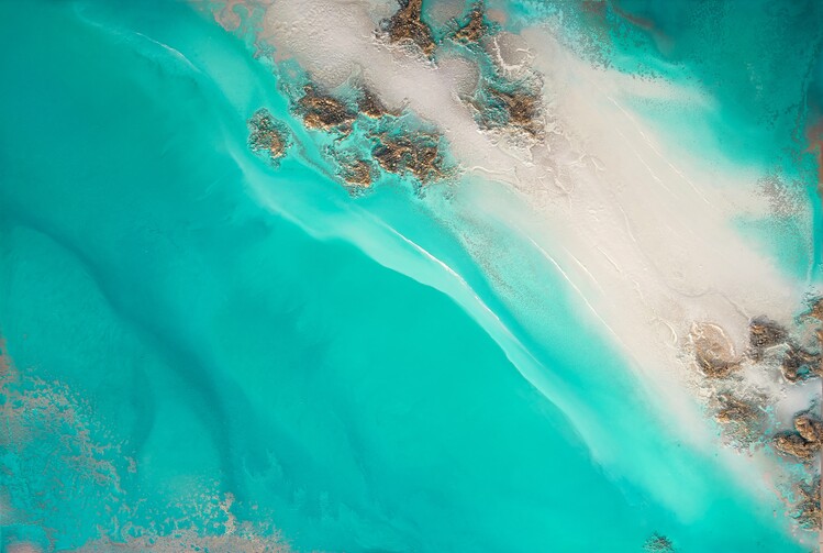 Plakat Tahiti Art, Aqua Wall Art, Tranquil Canvas , Minimalist