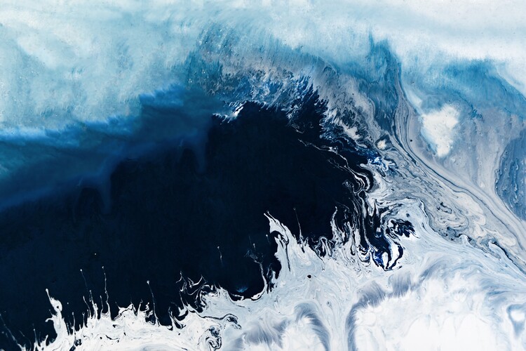 Plakat Modern Dark Blue Abstract Wall Art Print, Large Blue Joyful