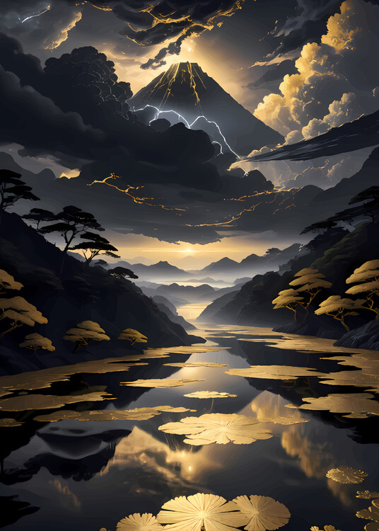 Poster Golden Nature Landscape