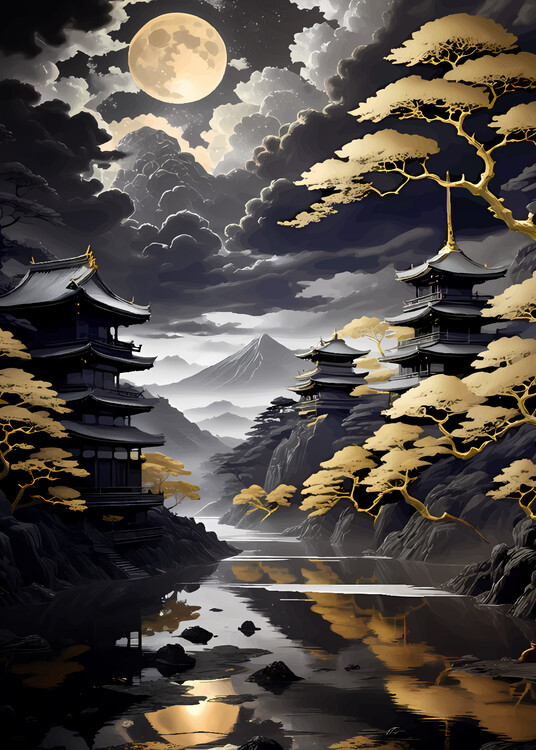 Poster Golden Japan Nature Landscape