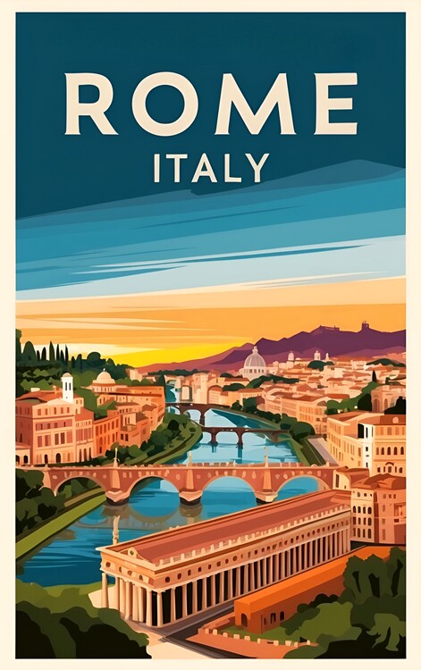 Poster Classic Rome in Art: Exquisite Vintage Illustration