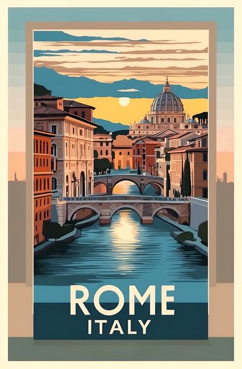 Poster Historic Rome Captured: Vintage Illustration of Roman Marvel