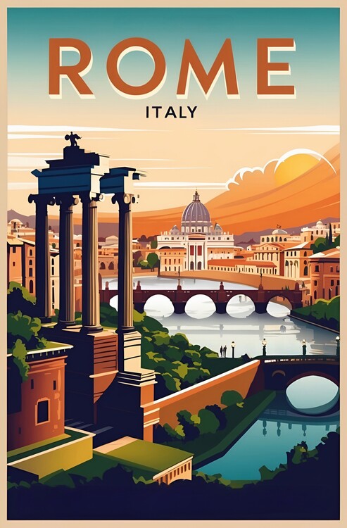 Плакат Timeless Rome: Vintage Illustrations of Ancient Roman Landma