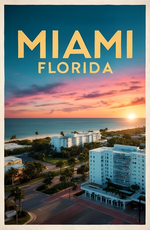 Poster Miami Magic: A Classic Vintage Illustration of the City