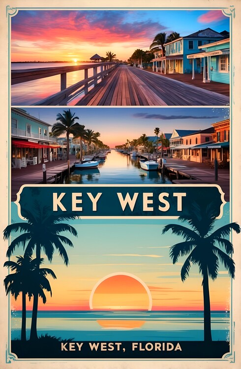 Poster Vintage Key West: A Captivating Historic Illustration
