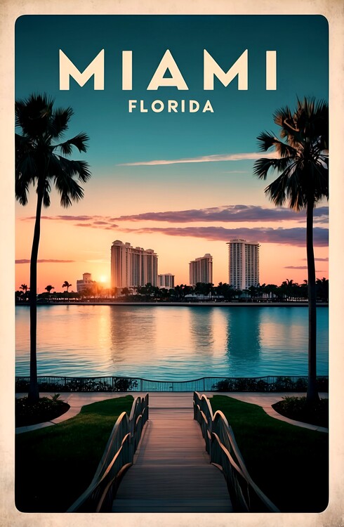 Poster Retro Miami: A Captivating Vintage-Inspired Illustration