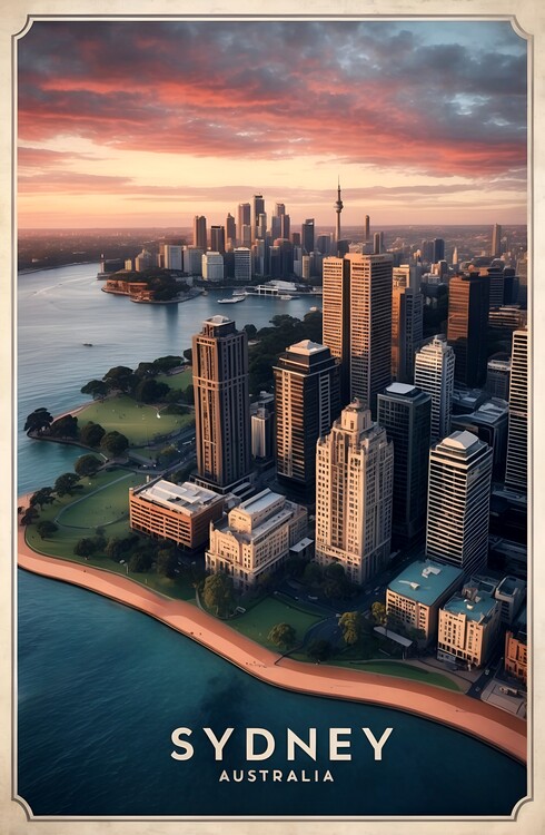 Poster Retro Sydney: A Beautiful Vintage-Inspired Illustration