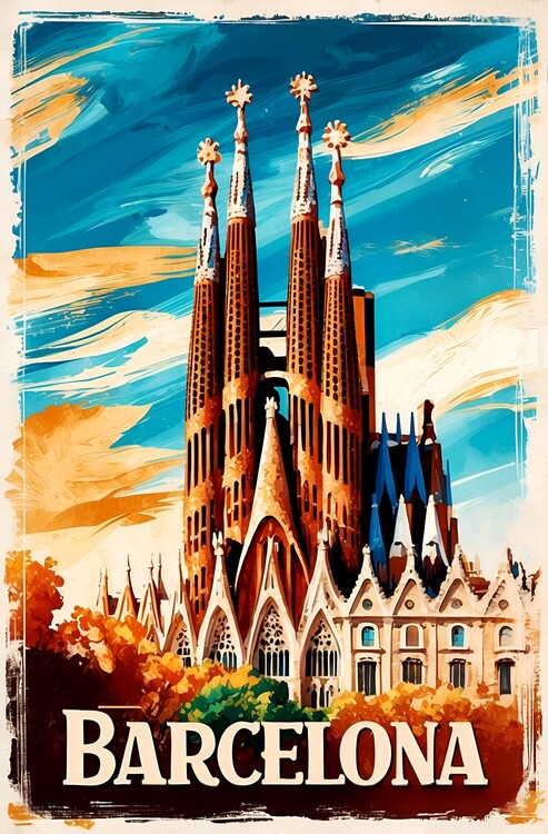 Poster Barcelona Vintage Vibes: Catalonia's Artistic Heritage