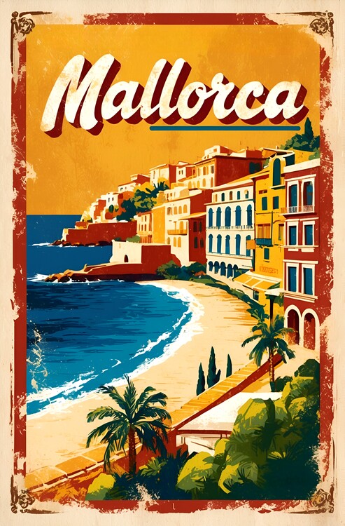 Poster Timeless Mallorca: Vintage-Inspired Art of Balearic Beauty