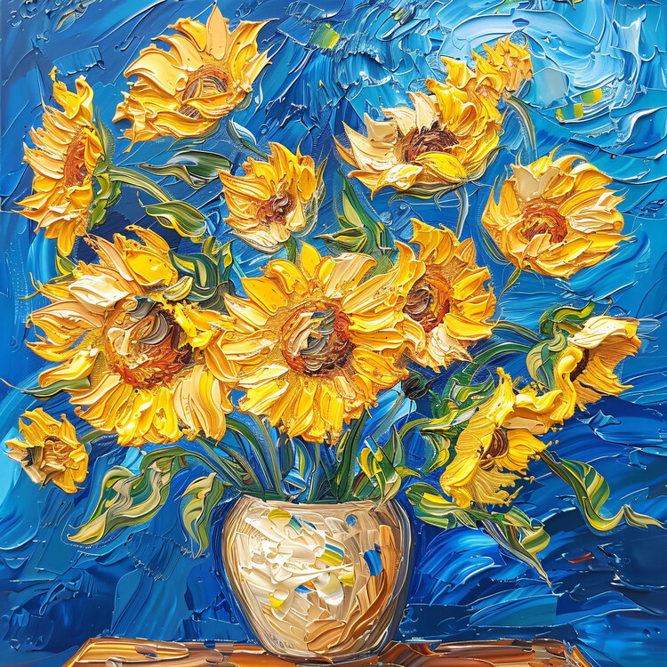 Plakat Bright colors sunflowers, Acrylic painting Van Gogh style