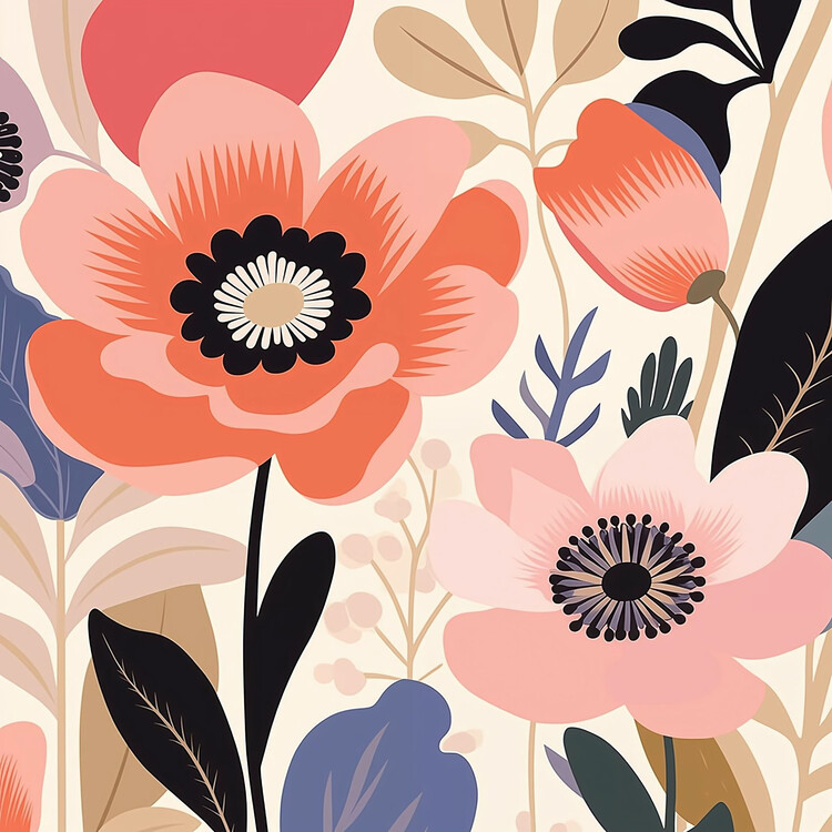 Plakat Botanical pastel bold flowers | matisse style for art prints