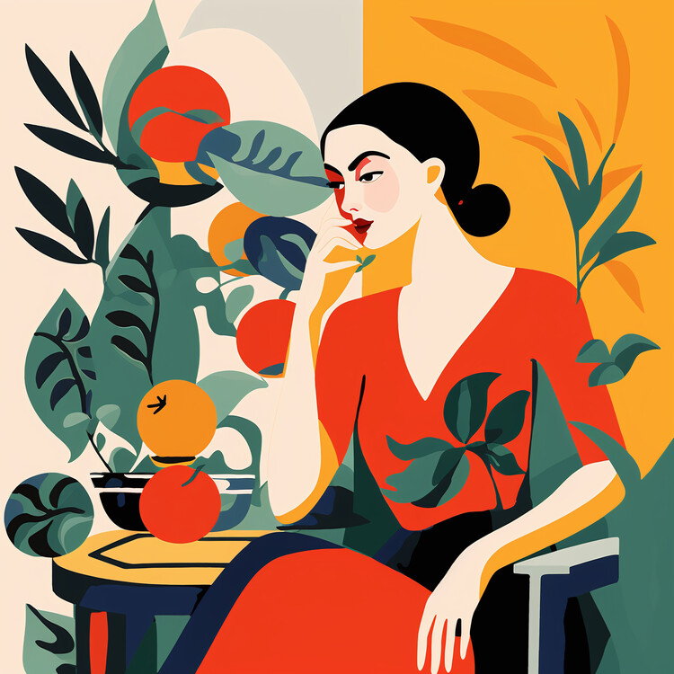 Poster Woman in chair, Matisse & Boho figurative style, art prints