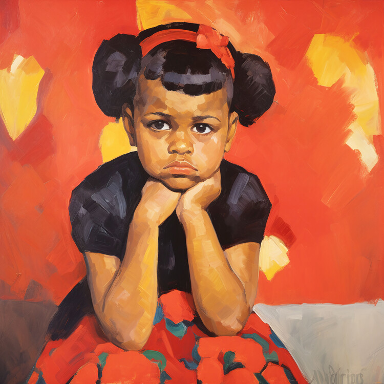 Плакат Little african american toddler girl, portrait art prints