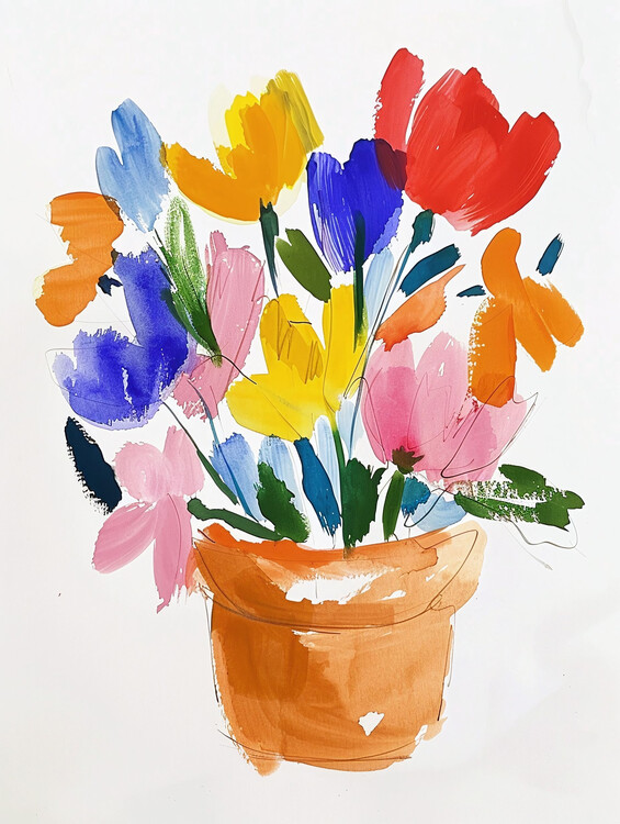 Poster Botanical wall art prints : Colorful watercolor flowers