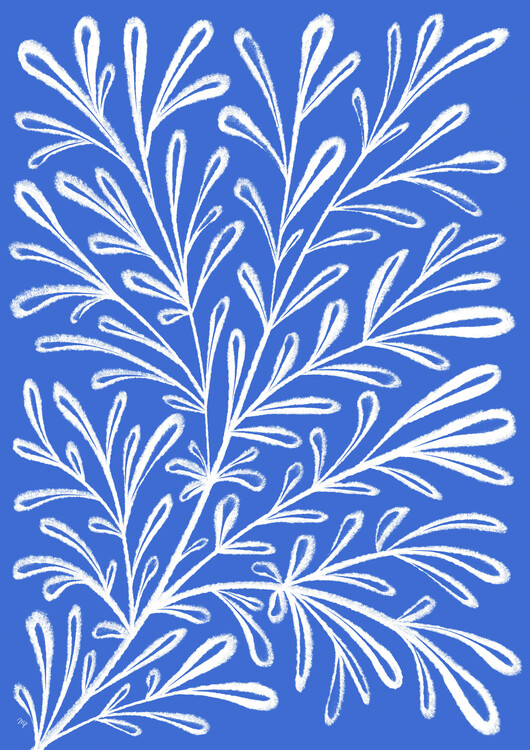 Poster Blue White Plant