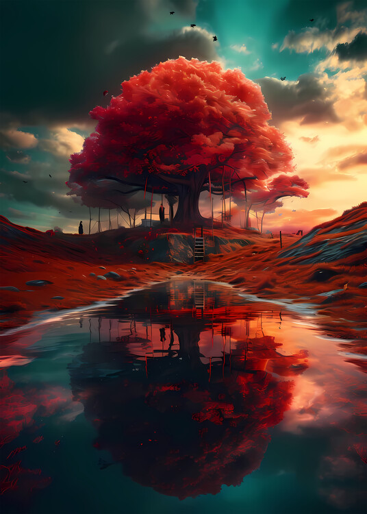 Poster Red Tree