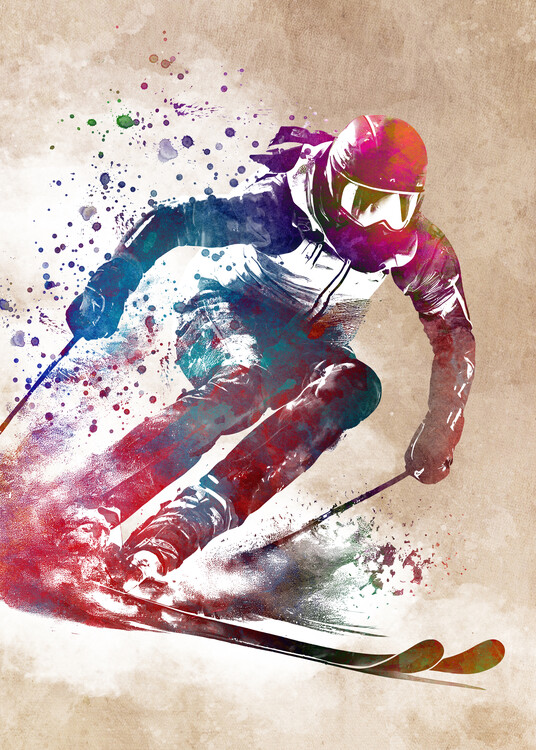 Levně Plakát, Obraz - Ski sport art, Justyna Jaszke, 30 × 40 cm