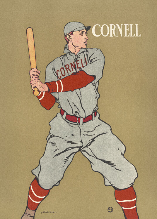 Canvas Print Vintage Drawing of a Baseball Player
