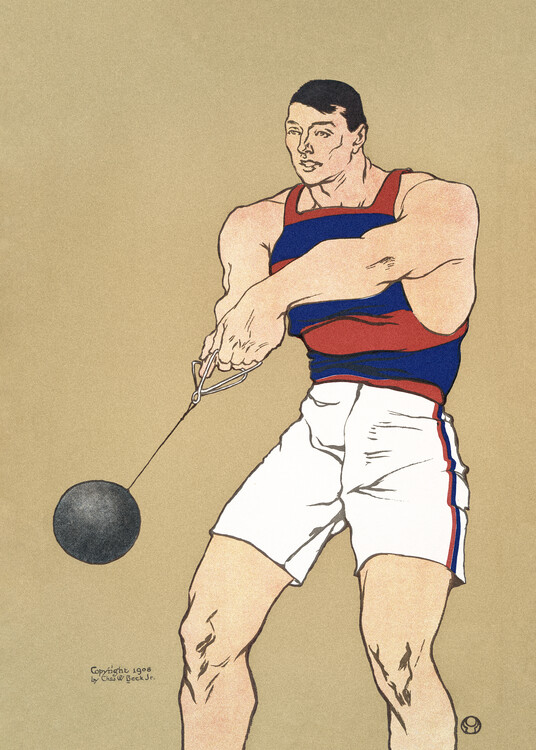 Levně Plakát, Obraz - Hammer Throw, Edward Penfield, 30 × 40 cm