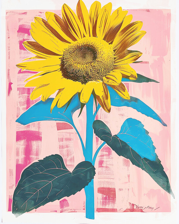 Poster Botanical decor, Henri Matisse inspired, Sunflower on canvas