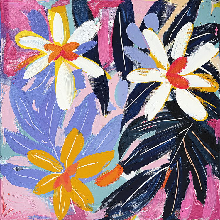 Poster Abstract snow flowers in color, Cheap Wall Decor for sale