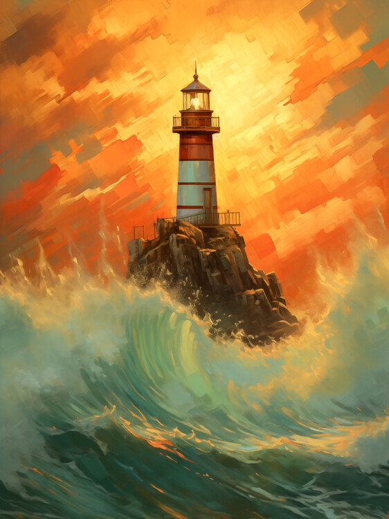 Poster Sunset Lighthouse