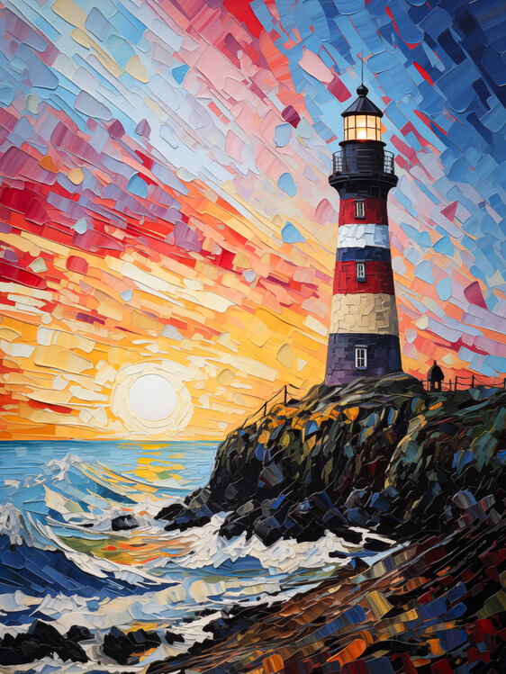 Poster Lighthouse Impasto
