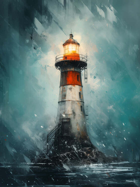 Poster Snowy Lighthouse