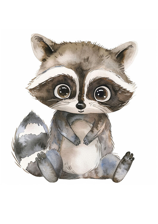 Plakát Watercolor Raccoon