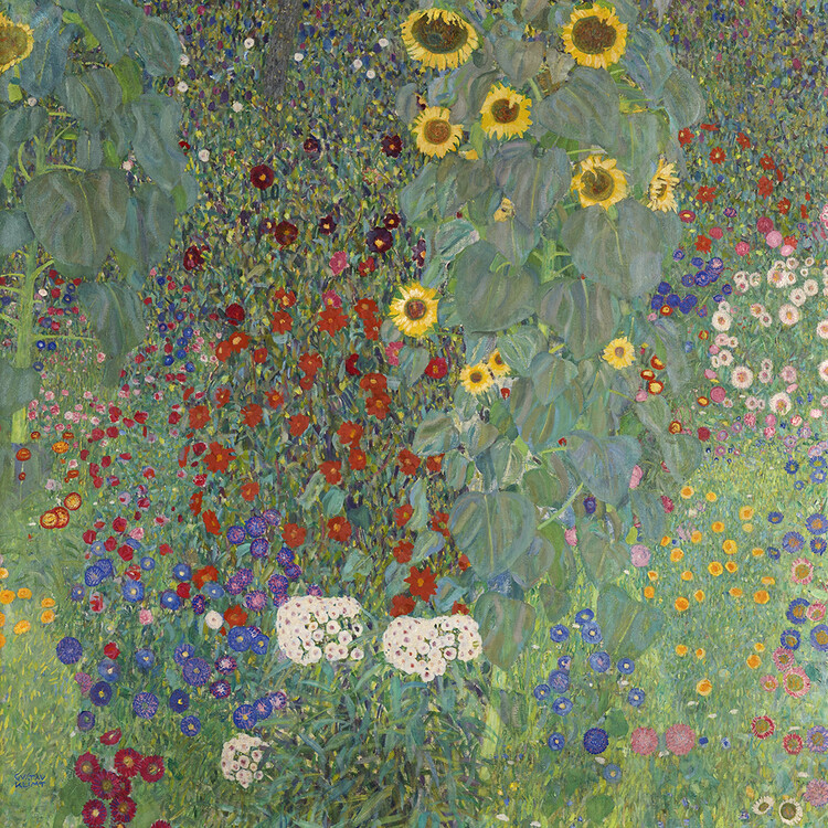 Levně Plakát, Obraz - Farm Garden with Sunflowers (1905-06), Gustav Klimt, 40 × 40 cm