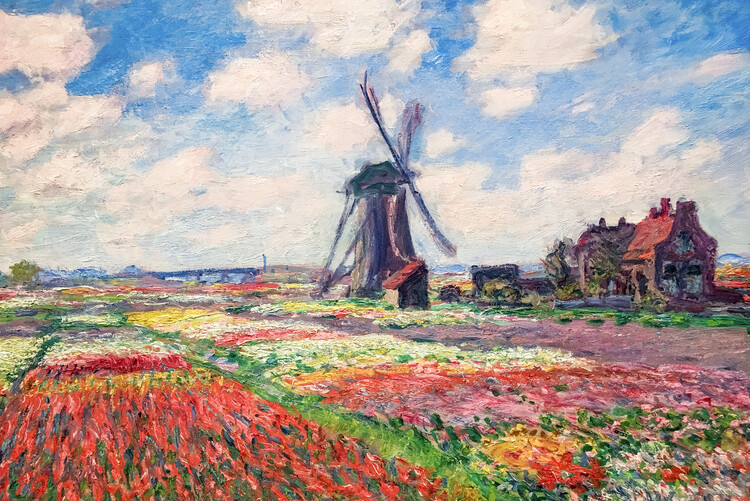 Canvas Print Tulip Fields with the Rijnsburg Windmill, 1886