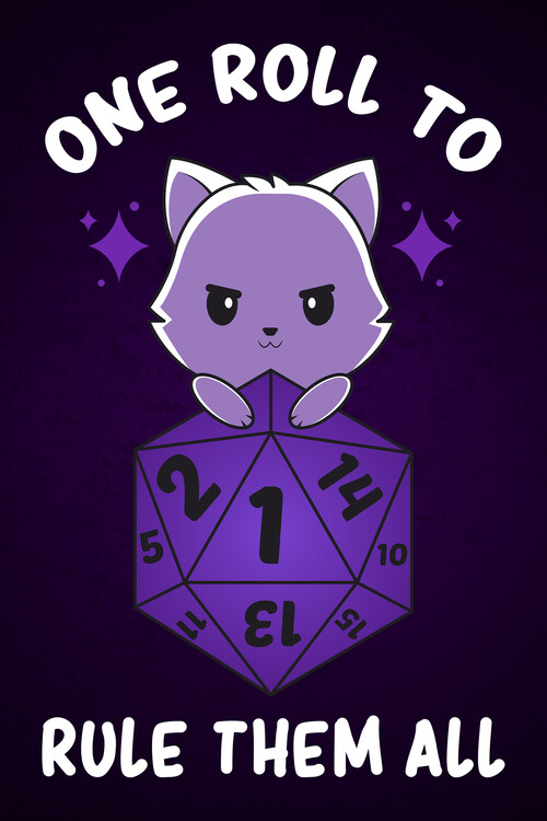 Poster Tabletop Games Cute Cat Dnd Dice Dungeon Master